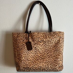 Neiman Marcus Leopard Print Tote with Dark Brown Handles and Tag